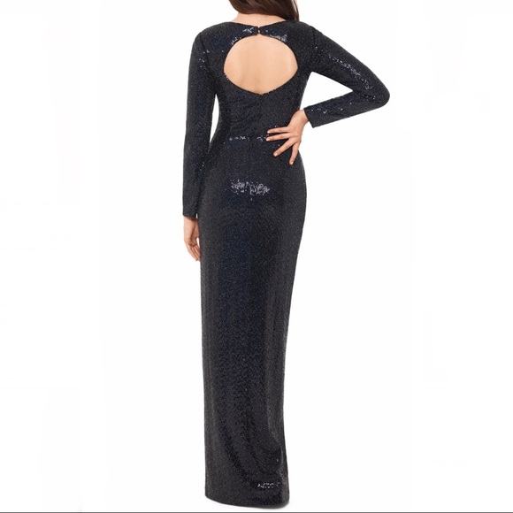 Xscape Kyhle Back Cutout Long Sleeve Gown - Picture 14 of 16